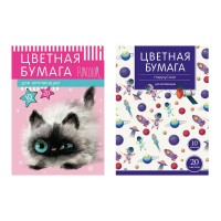 Бумага цветная А4 20 листов 10 цветов Мультики Ассорти папка 82701 Альт