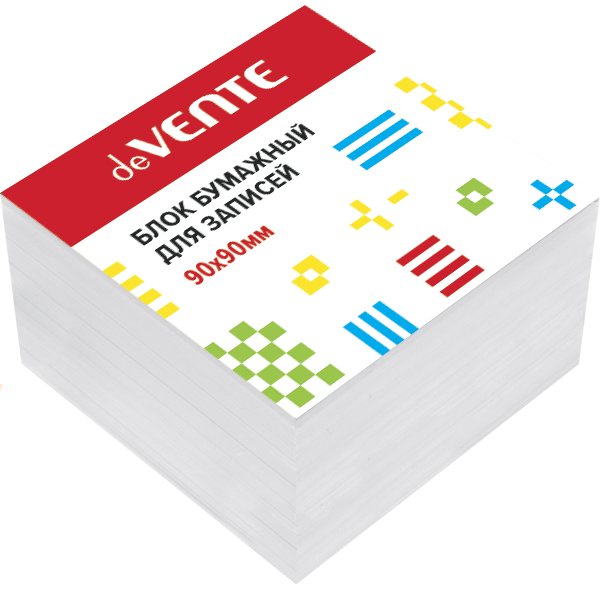 Блок бумажный 90х90х50 белый проклеенный офсет 100г/м2, белизна 92% 2012902 deVente
