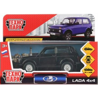 Технопарк Игрушка   Машина. Lada 4х4/12 см, металл, откр. двери, инерц LADA4X4-BK Китай