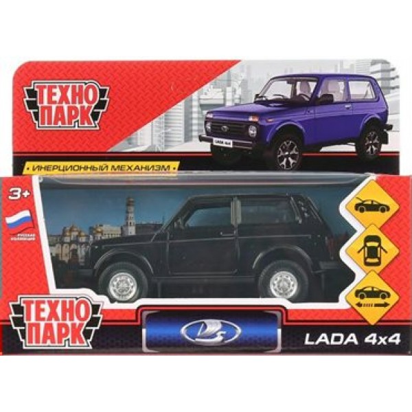 Технопарк Игрушка   Машина. Lada 4х4/12 см, металл, откр. двери, инерц LADA4X4-BK Китай