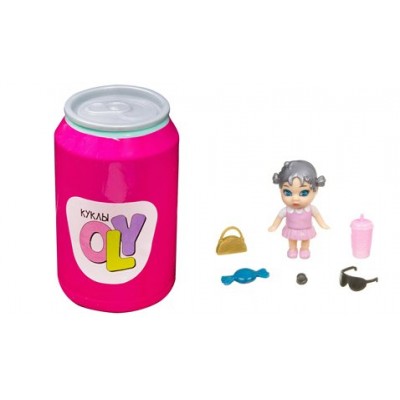 BONDIBON Игрушка   Кукла OLY. Девочка в парике/8 см,с аксессуарами в банке BB3823 Китай
