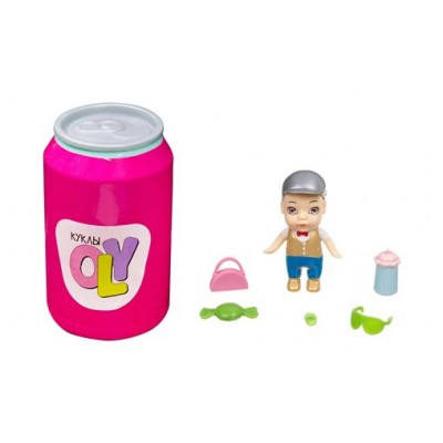 BONDIBON Игрушка   Кукла OLY. Мальчик в кепке/8 см,с аксессуарами в банке BB3825 Китай