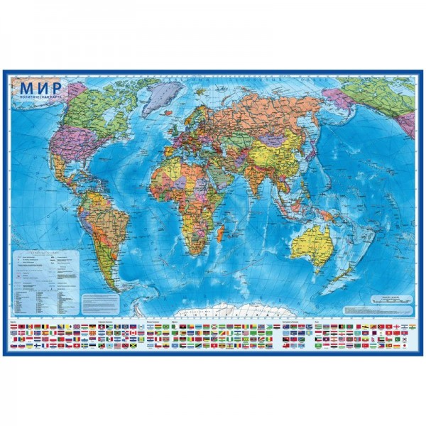 Интерактивная карта Мир Политическая 1:32М 101х70 с ламинацией КН040 Глобен