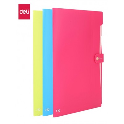 Папка на кнопке А4 600мкм 8 отделений Rio ассорти 1048972 Deli  EB40102