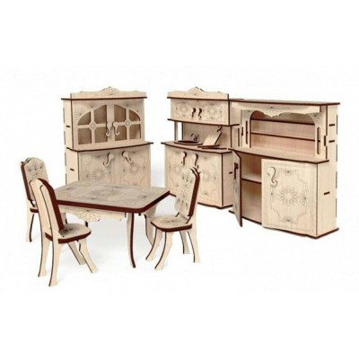 Сборная модель деревянная Набор мебели Кухня 128 деталей МЕ-5 НФ-00000189 Lemmo