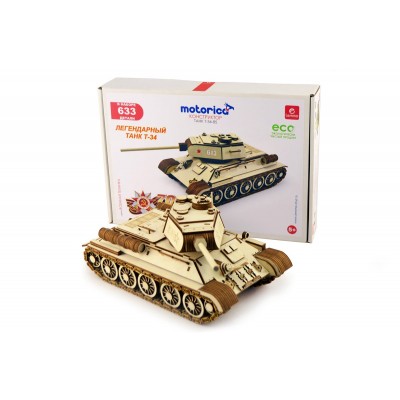 Сборная модель деревянная Танк Т-34-85 612 деталей НФ-00000174 Lemmo