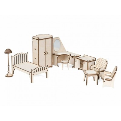 Сборная модель деревянная Набор мебели Спальня для дома Венеция 55 деталей 0069 НФ-00000122 Lemmo