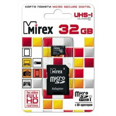 Карта памяти 32GB microSDHC с адаптером 13613-ADSUHS32 Mirex