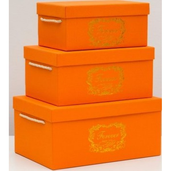 Сима/Набор коробок 3 в 1. Оранжевый/22х32,5х15,18х28,5х13,16х25х11 см/2489434/прямоугольные