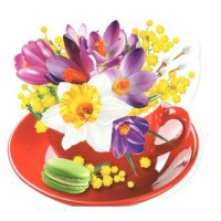 Праздник/Набор украшений на скотче. Чашка с цветами/3001189/10 шт Праздник/Набор украшений на скотче. Чашка с цветами/3001189/10 шт