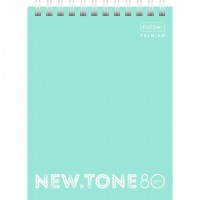Блокнот 80 листов А6 клетка, гребень Premium. Newtone Pastel Мята глянцевая ламинация, перфорация на отрыв, 80г/м2 80Б6А1гр_05039 Хатбер 4/48 062003
