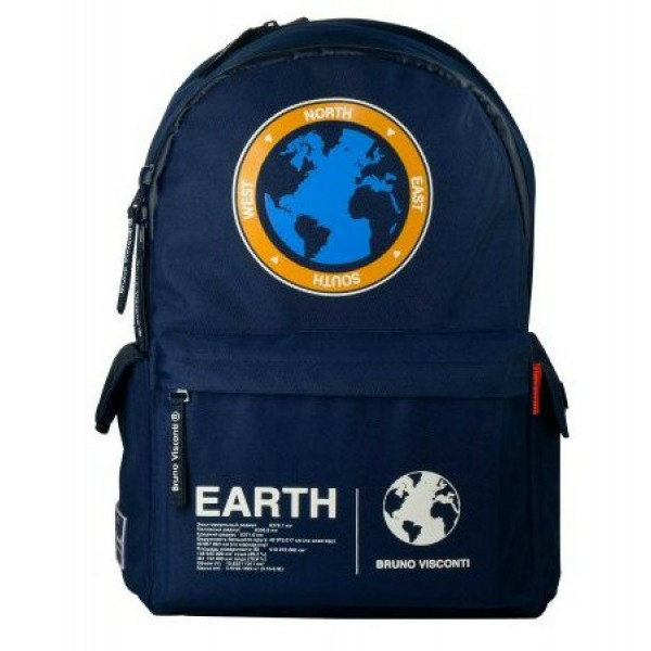 Рюкзак  30х40х17 Планета земля синий 12-003-104/02 Bruno Visconti