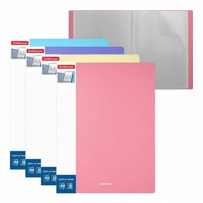 Папка 10 вкладышей А4 Diagonal Pastel карман на корешке, ассорти 49939 ErichKrause 4/80