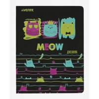 Дневник универсальный А5+ твердая обложка, кожзам Neon Kitty неон, шелкография 2020070 deVente 6/24