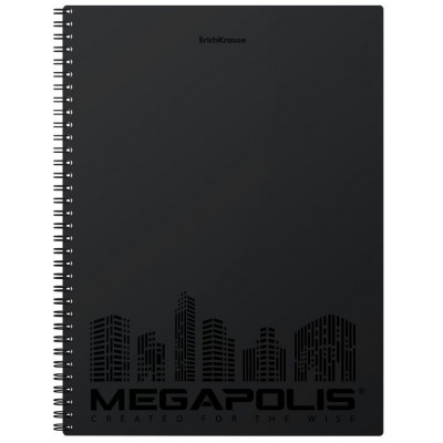 Тетрадь 80 листов А4 клетка, спираль, пластиковая обложка Megapolis черная 60г/м2 50657 ErichKrause 2/18
