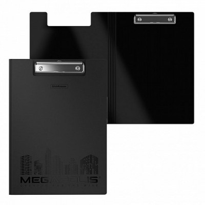 Папка -планшет А4 с прижимом и крышкой Megapolis черная 50142 ErichKrause