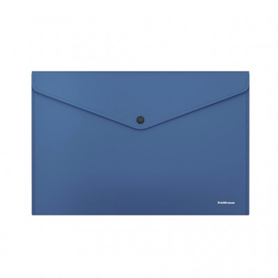 Папка конверт на кнопке А4 140мкм Fizzy Classic непрозрачная, синяя 50177 ErichKrause 12/240