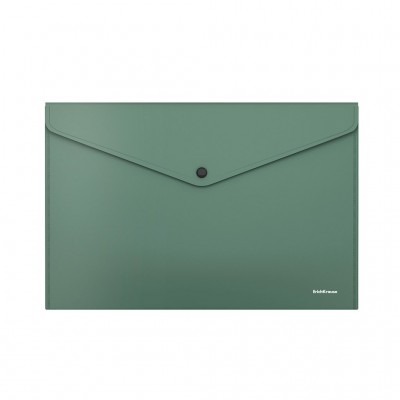 Папка конверт на кнопке А4 140мкм Fizzy Classic непрозрачная, зеленая 50178 ErichKrause 12/240