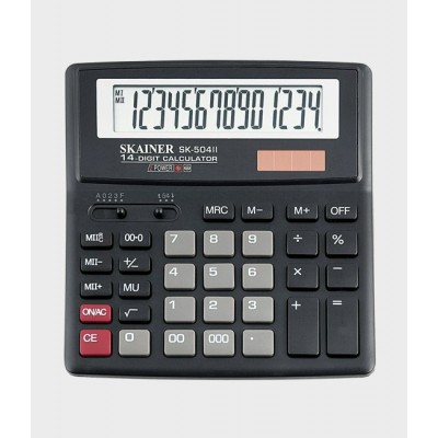 Калькулятор 14-разрядный 156х157х33мм черный, 2 питания, 2 памяти  Skainer SDC-640 SK-504II