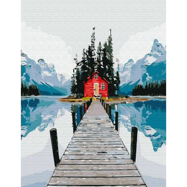 Рисование по номерам и контурам холст на подрам. 30х30 Домик в горах 18цв. KH0696 Молли