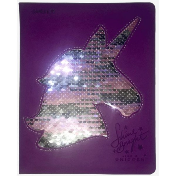 Книжка записная 80л А5 кл. поролон к/з Sparkling Unicorn ляссе 2051985 deVente крем. бум. тисн. 6/24