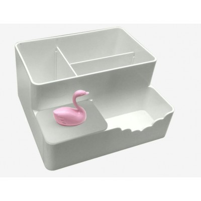 Подставка настольная д/канц. принад. 10,6х17,5х18,1 Pink Swan бел с роз с фиг. лебедя пласт. 4104006 deVente