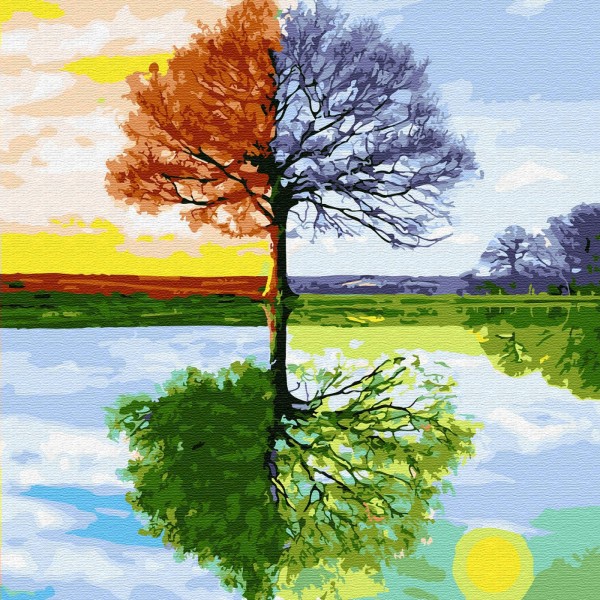 Картина по номерам холст на подрамнике 30х30 Времена года 21 цвет KH0698 Молли