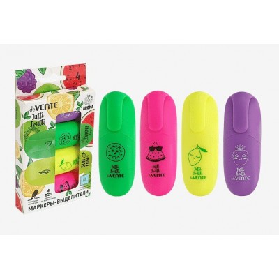 Маркер текстовой Набор 4 цвета Tutti-Frutti неоновые цвета, 1-5мм мини, ароматические чернила, скошенный, картонная упаковка 5045009 deVente