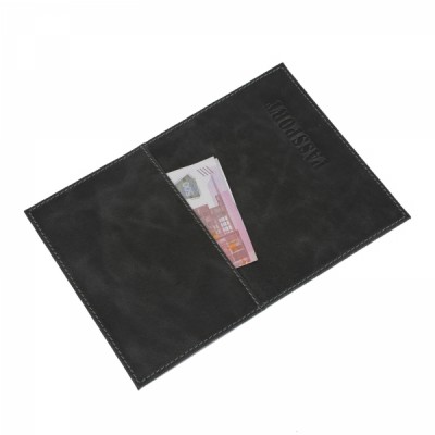Обложка для паспорта внешний карман кожа 95х137х3мм черный пулап O-81-30 Премьер