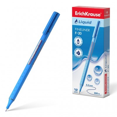 Ручка капилярная Liquid F-20 синяя 0,4мм 47969 ErichKrause