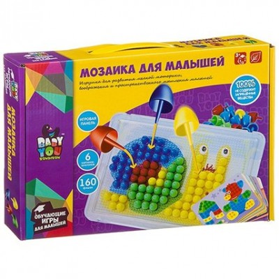 BONDIBON Игрушка  BabyYou Мозаика для малышей/160 дет, 6 картинок-шаблонов ВВ3747 Китай