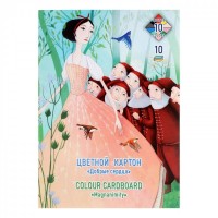 Картон цветной А2 10 листов 10 цветов Добрые сердца папка ПК-1463 Лилия  Я14971
