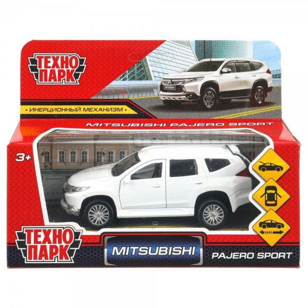 Технопарк Игрушка   Машина Mitsubishi Pajero sport белый, 12 см, металл, открываются двери, инерционная PAJERO-S-WT Китай