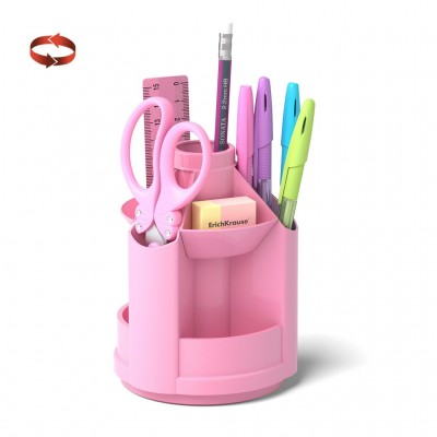Набор настольный 8 предметов Mini Desk Pastel розовый, на вращающейся подставке 53231 ErichKrause