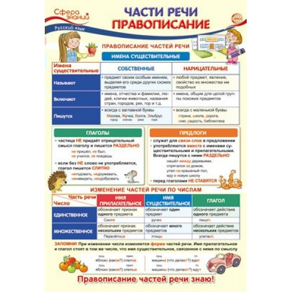 Русский язык. Части речи. Правописание. А3. ПО - 013485. 