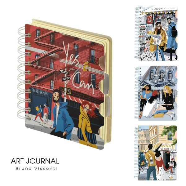 Блокнот 120 листов А5 кл/лин/точ. гр. тв. обл. ART JOURNAL с раздел. беж. бум. 80г/м2 3-567 Bruno Visconti