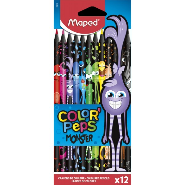 Карандаши цветные 12шт Color'peps black monster 862612 Maped