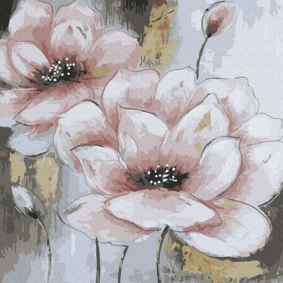 Картина по номерам холст на подрамнике 30х30 Розовые цветы 17цв. KH0946 Молли
