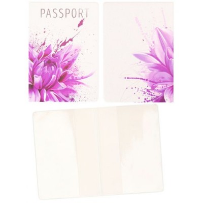 Обложка для паспорта 130х95мм slim Цветок пиона ПВХ ОП-6253 Миленд