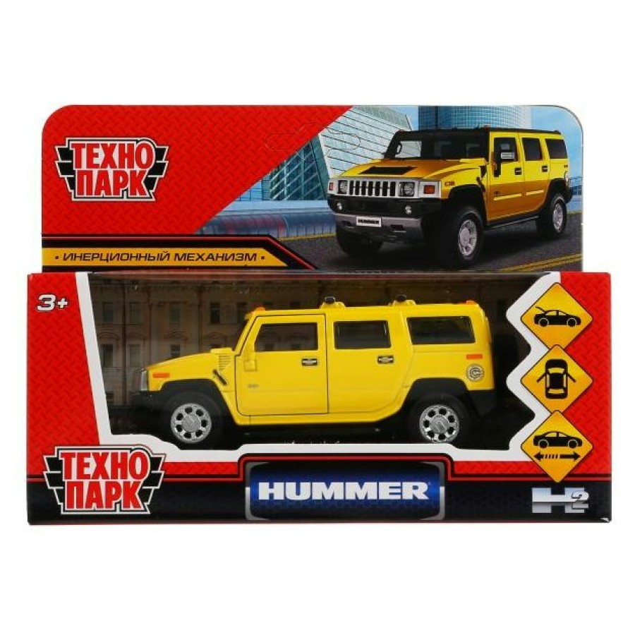 Технопарк Игрушка Машина. Hummer h2 желтый/12см, металл, откр. двери, инерц  HUM2-12-YE Китай купить оптом в Екатеринбурге от 524 руб. Люмна