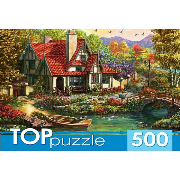 Рыжий кот Пазл 500 TopPuzzle Домик у пруда ХТП500-4228 ---