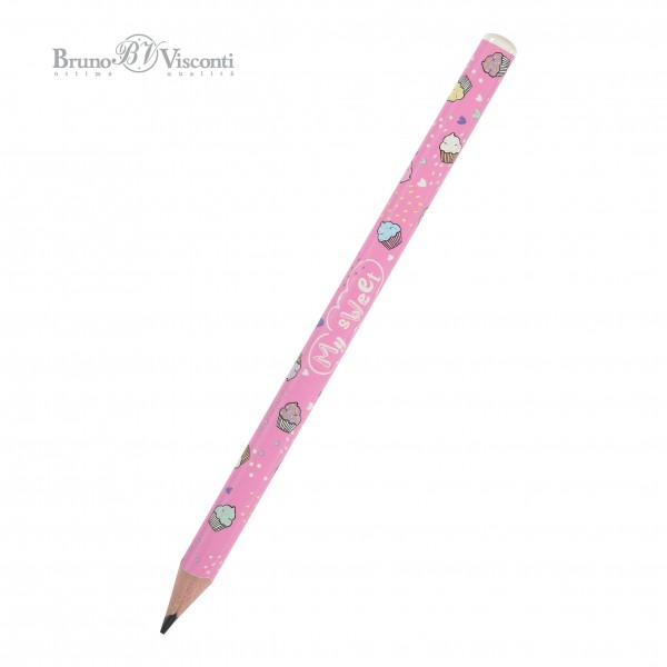 Карандаш чернографитный 4B 3,5мм HappyGraphix Jumbo My Sweet Макаруны 3-гранный, заточенный 21-0062/09 Bruno Visconti