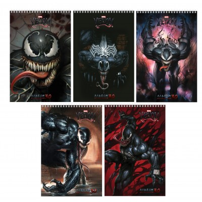 Альбом 30 листов для рисования А4 спираль Venom Человек-паук Marvel ассорти 100г/м2 30А4Всп Хатбер  067820
