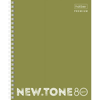 Тетрадь 80 листов А5 клетка, гребень Premium NEWtone Pastel Олива глянцевая ламинация, многоуровневая перфорация, 80г/м2 80Т5лА1гр_05053 Хатбер  067712