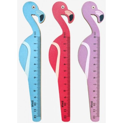 Линейка дерев. 12см/18см фигур. Flamingo асс. краш. с рис. блист. 5091035 deVente