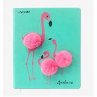 Дневник универсальный А5+ твердая обложка, кожзам Flamingo family шелкография, аппликация, ляссе 2020132 deVente Дневник универсальный А5+ твердая обложка, кожзам Flamingo family шелкография, аппликация, ляссе 2020132 deVente