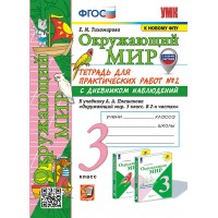 Окружающий мир. 3 класс. Тетрадь для практических работ № 2 с дневником наблюдений к учебнику А. А. Плешакова. К новому ФПУ. 2024. Практические работы. Тихомирова Е.М. Экзамен
