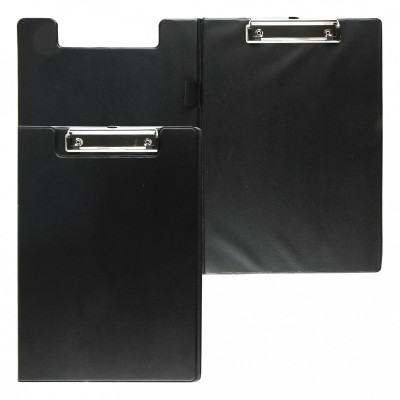Папка -планшет А4 с прижимом и крышкой ламинированная Клипборд 2,5мм черная, с карманом 3034048 deVente