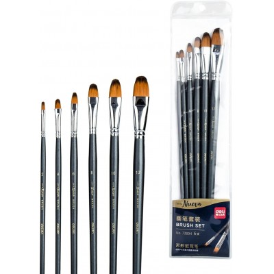 Набор кистей 6шт нейлон плоские Arte Nuevo 1366237 Deli