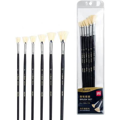 Набор кистей 6шт синтетика Arte Nuevo плоские деревянные лакированные ручки 1366246 Deli 12/144